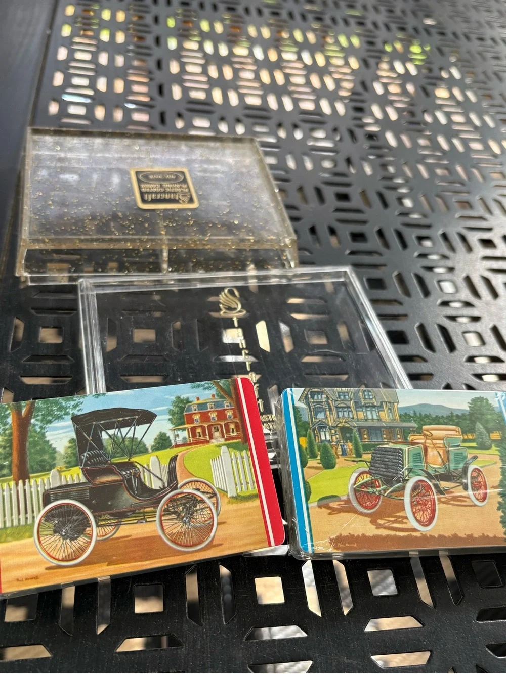 Vintage Stancraft Plastic Coated Playing Cards Antique Car Motif Both are Sealed - Picture 6 of 6